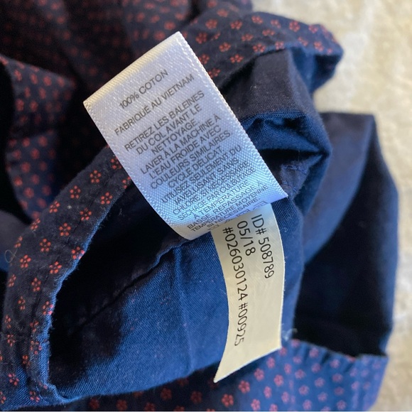 Express Mens L LARGE 16-16 1/2 Dress Shirt Button Down Floral Fitted Navy Blue - Picture 9 of 11